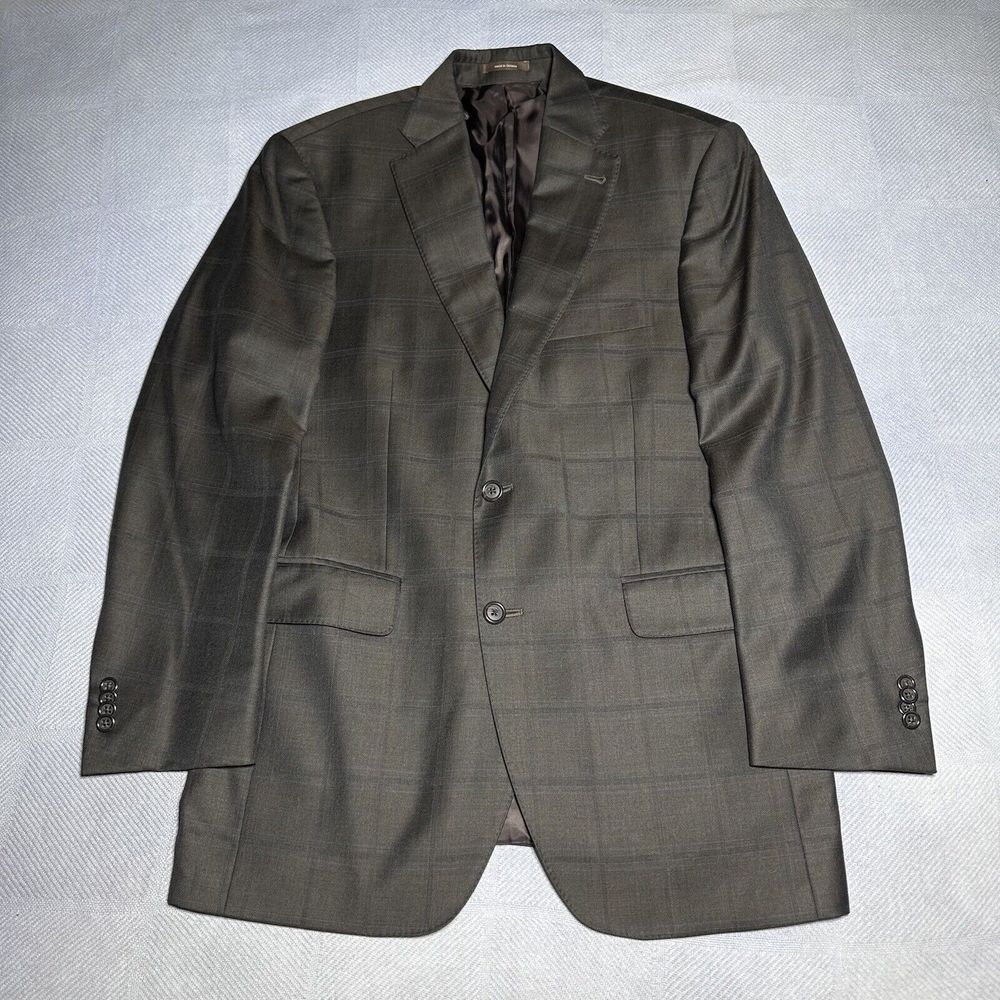 Peter Millar Windowpane Plaid Brown Wool Two Button Blazer Jacket Men's Size 40R